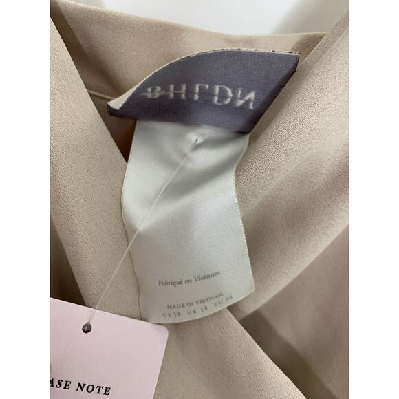 BHLDN Freya Satin Charmeuse Dress in Oyster Neutral Nude Womens US14 New - Picture 10 of 14